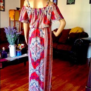 Cold Shoulder Maxi Dress Side Slit